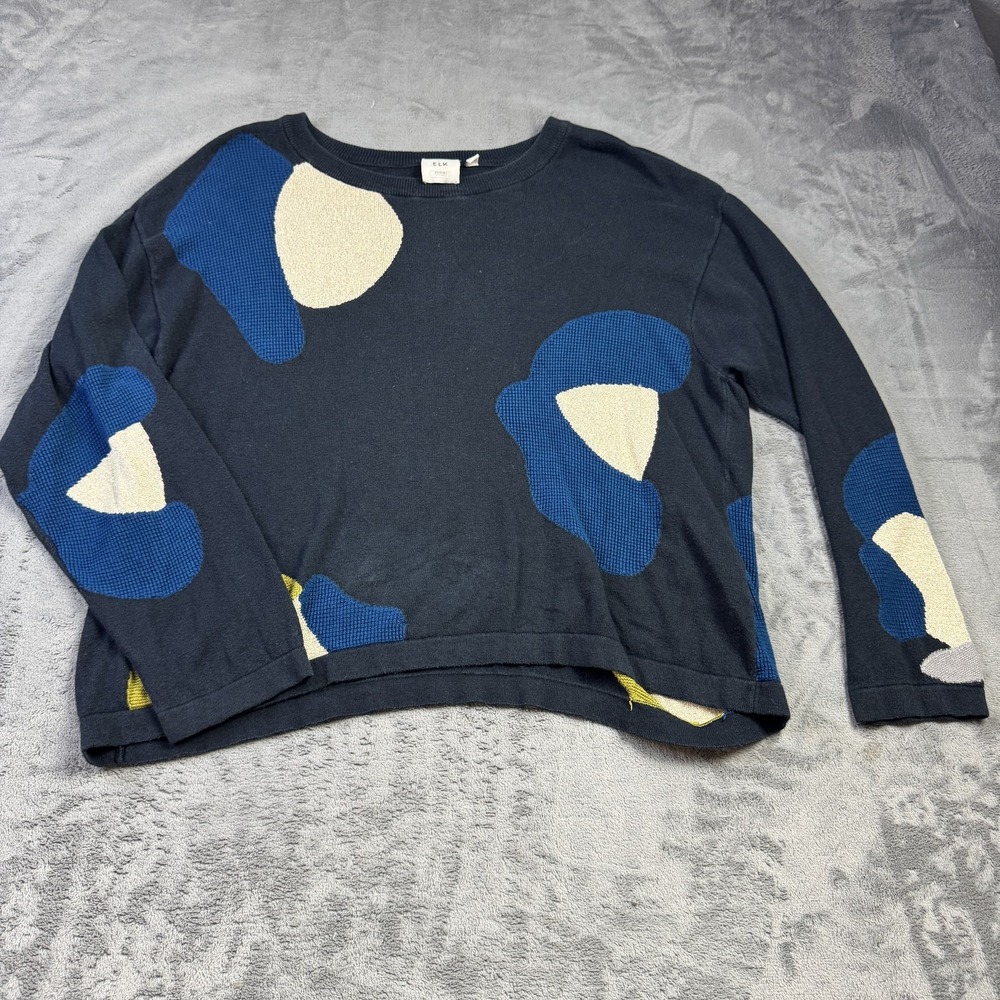 ELK Poppy Sweater Womens Size Large US 14 Merino Wool Designer Caspule‎ Abstract